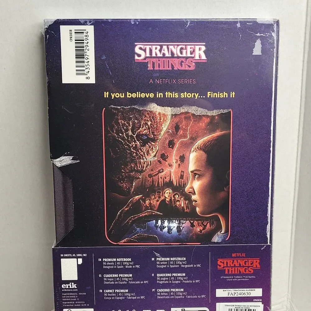Stranger Things VHS Tape A5 Notebook Hardcover BoxLunch Grid Journal New